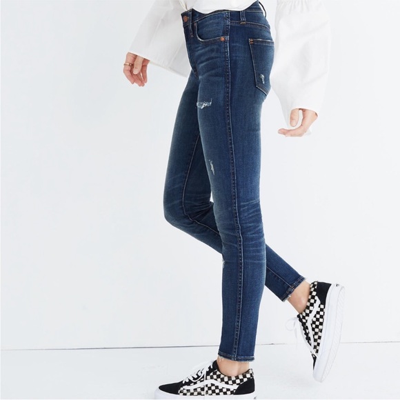 Madewell | Size 28 9" High-Rise Skinny Jeans Blue Wash Distressed Edition - Picture 3 of 14